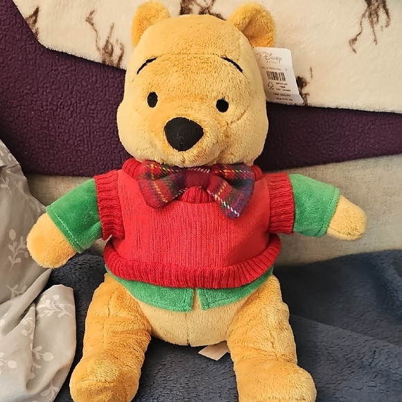 Disney Other - Disney Winnie the Pooh Plush Toy with Red and Green Sweater